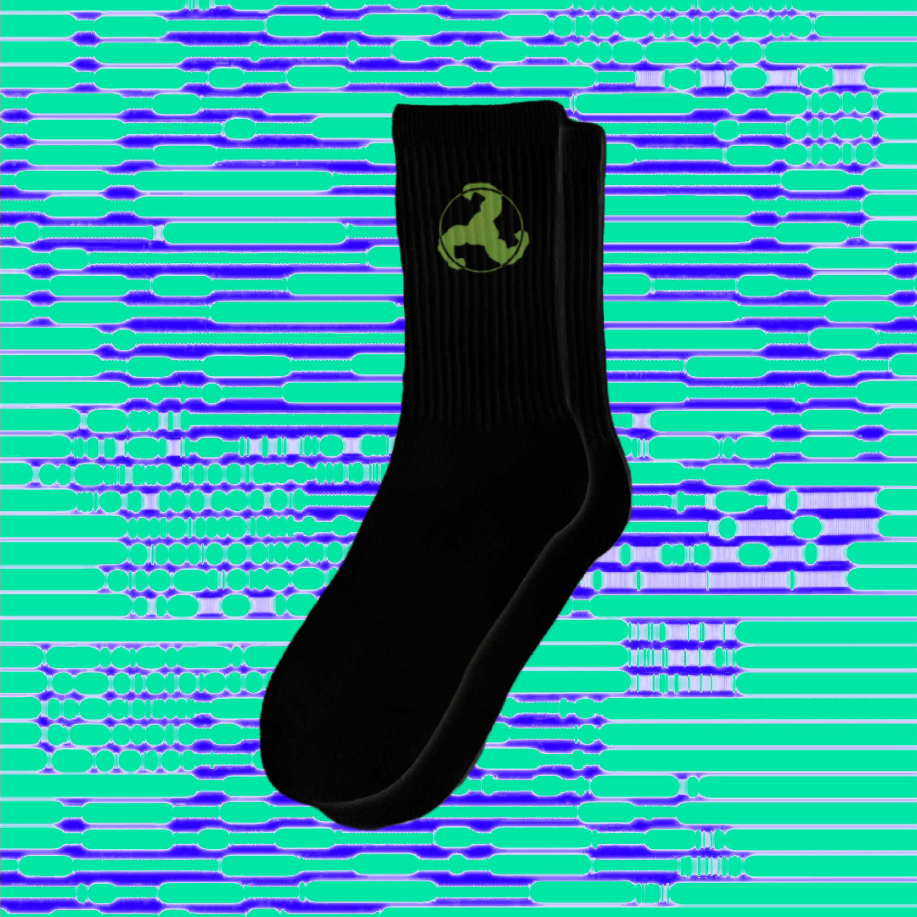 BLACK SOCKS + NEON YELLOW BICEP LOGO