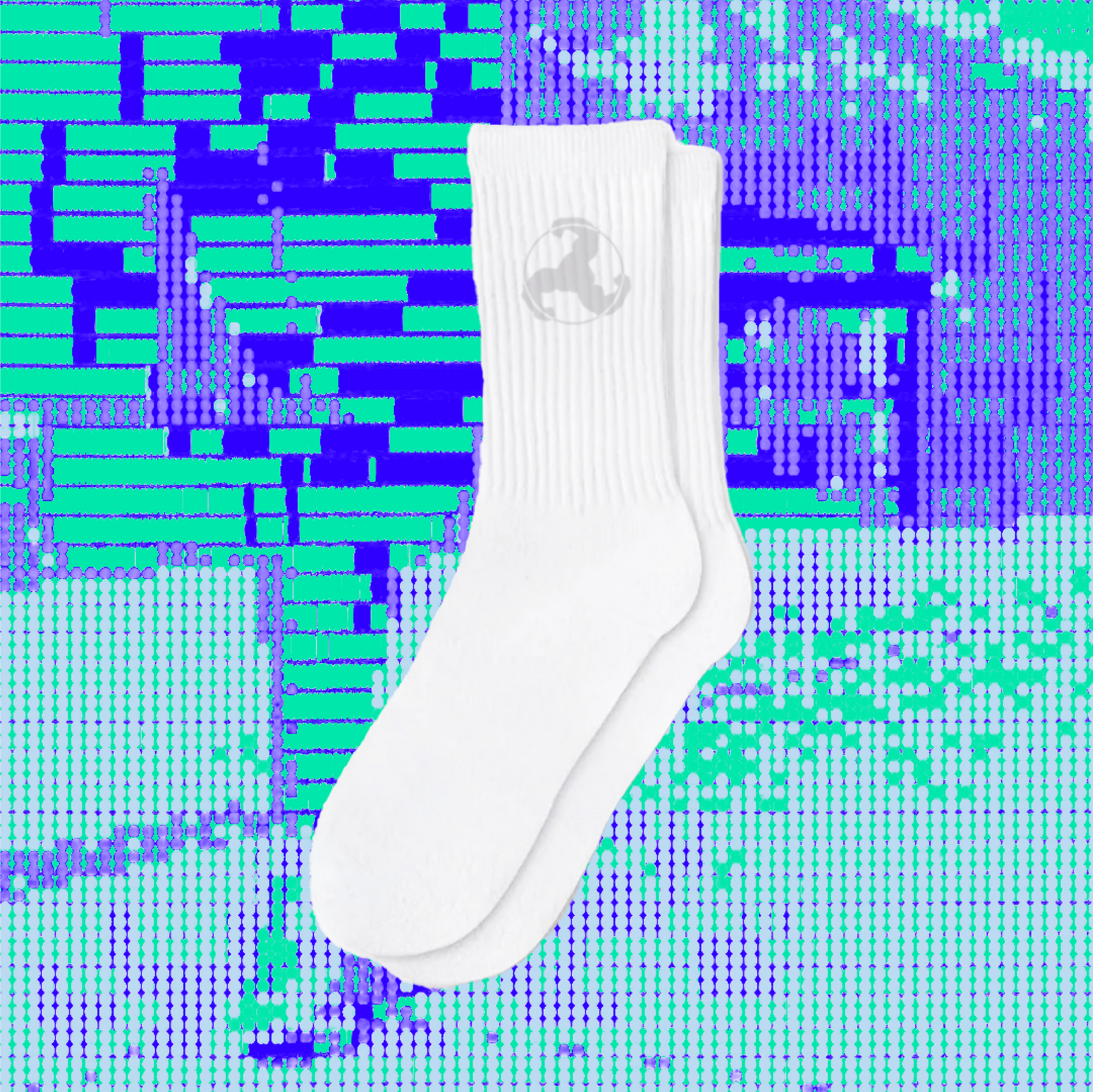 WHITE SOCKS + GREY BICEP LOGO