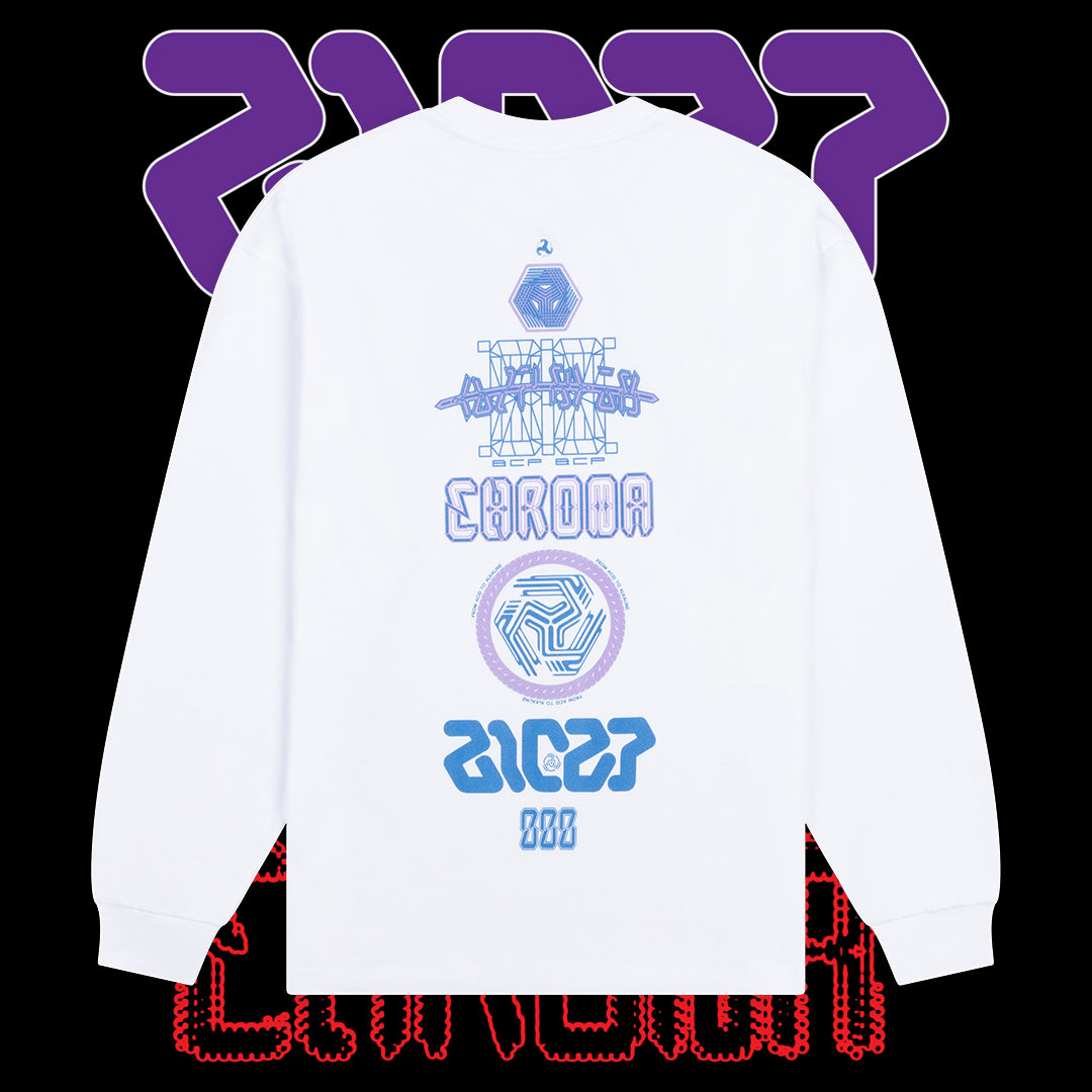 BICEP CHROMA LONGSLEEVE BLUE ON WHITE